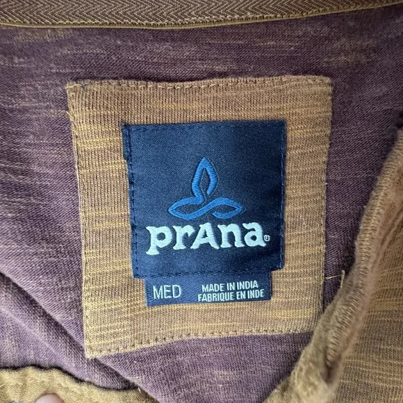 Prana Rust Brown Long Sleeve Cotton Blend Henley Shirt Men's Size M - Picture 2 of 5